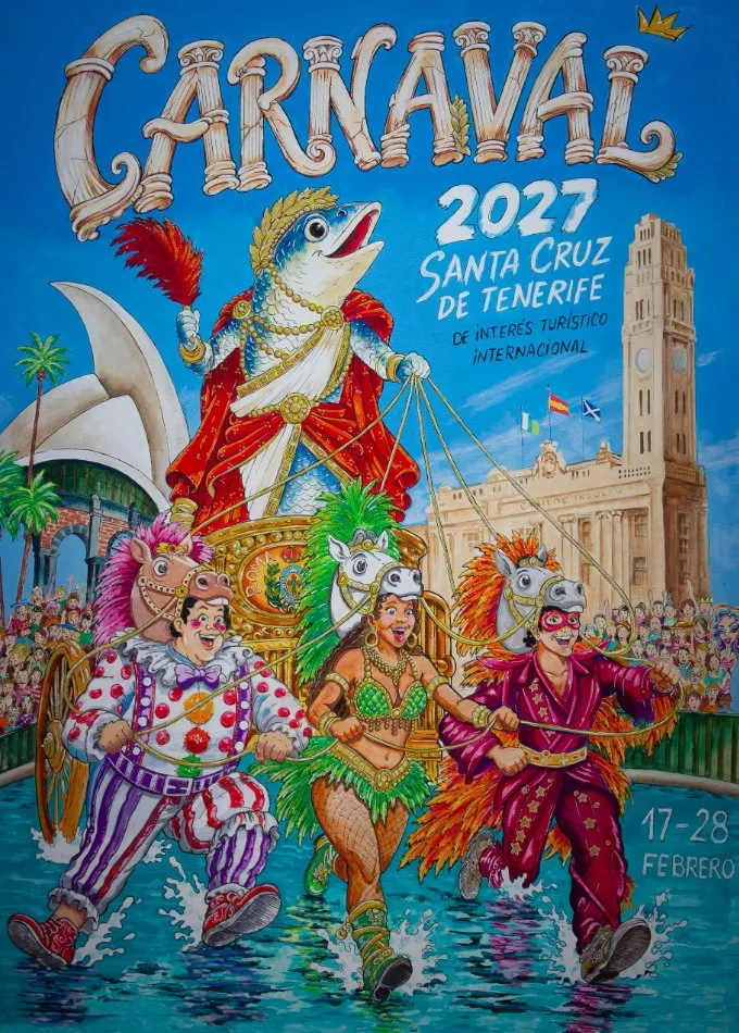 Propuesta de cartel anunciador Carnaval Santa Cruz de Tenerife 2027 de Juliana Serrano