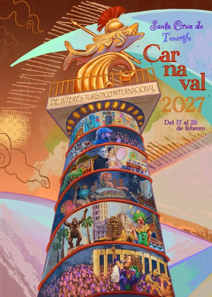 Propuesta de cartel anunciador Carnaval Santa Cruz de Tenerife 2027 de Lucía Casanova