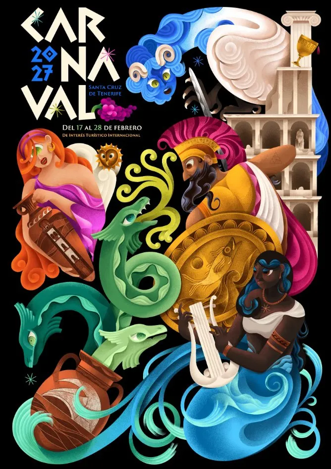 Propuesta de cartel anunciador Carnaval Santa Cruz de Tenerife 2027 de Eduardo Puyol
